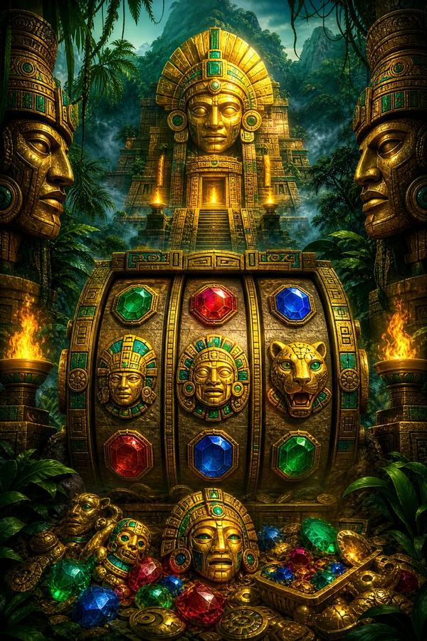 Ilustrasi permainan slot Aztec Gems bertema permata suku Aztec di Mpo1221